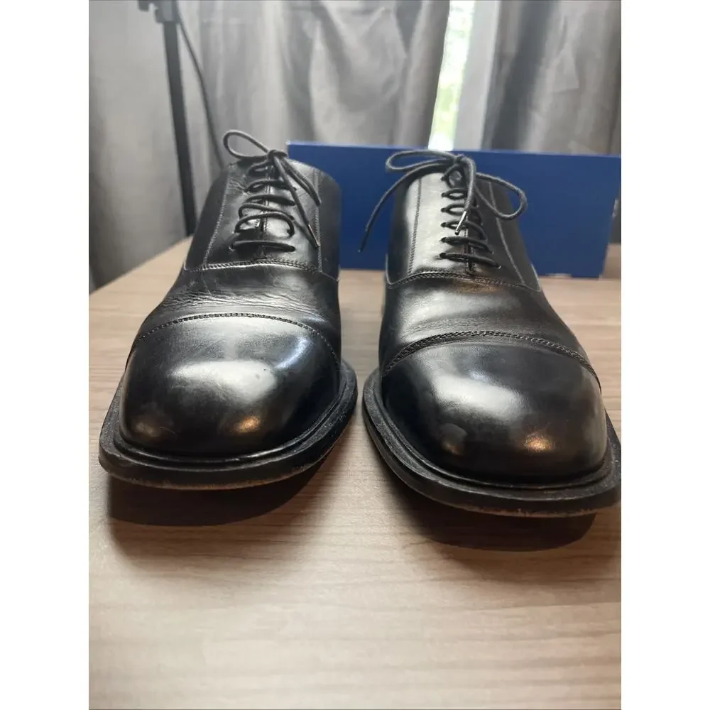 Bally Travesio Cap Toe Black Mens Oxford Shoes 10 U. S. 9EU Made in Italy